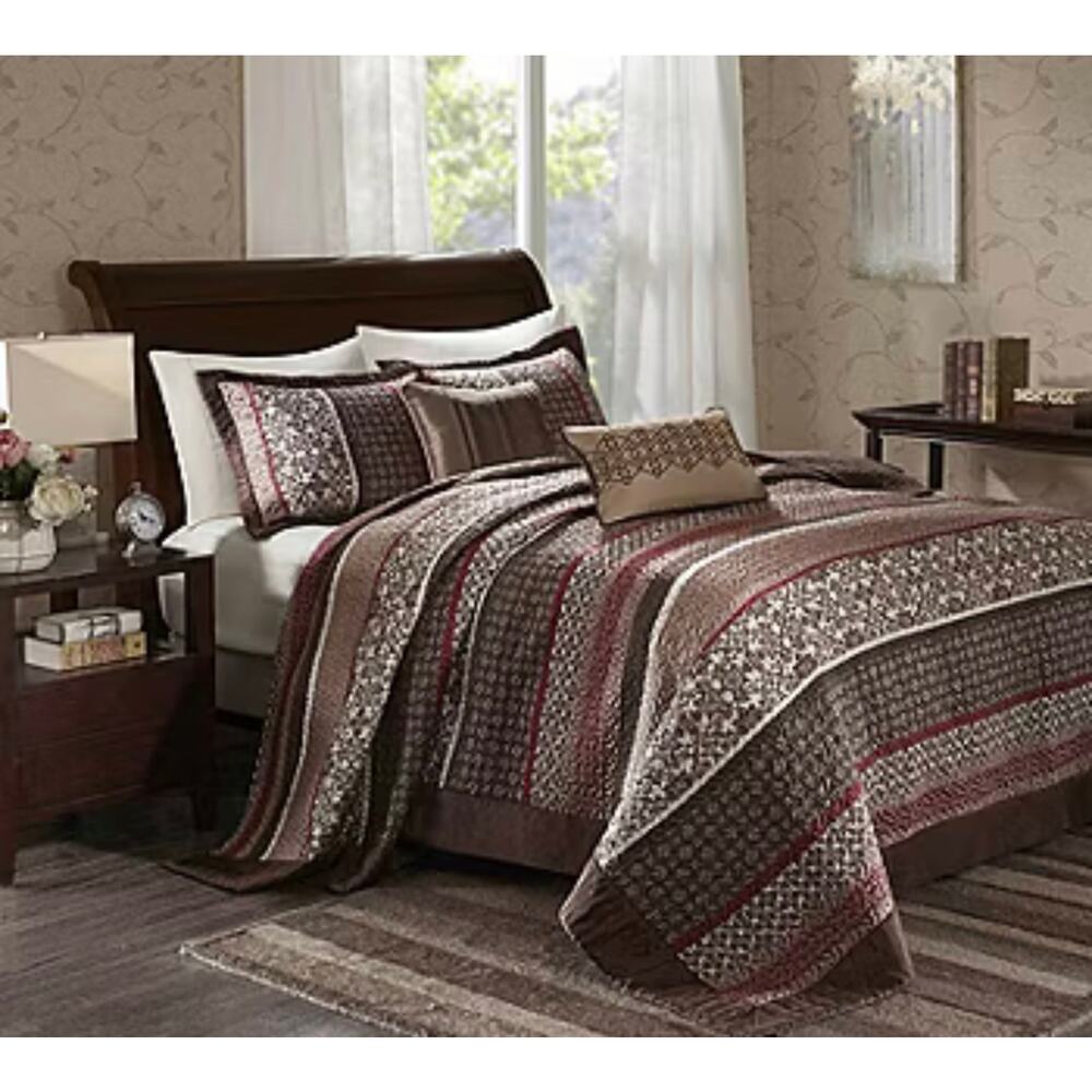 Madison Park Dartmouth 5 Piece Reversible Jacquard Bedspread Set (Queen)